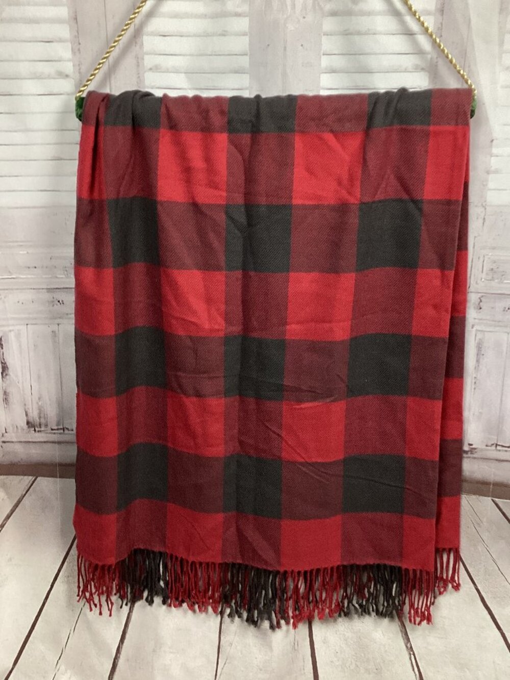 Pottery Barn Red Plaid Throw Blanket
